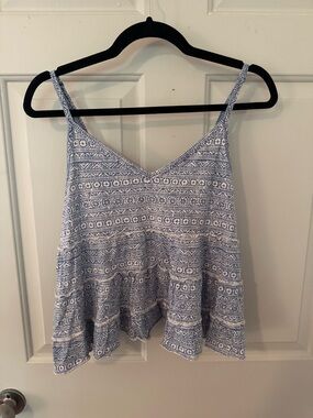 American Eagle Outfitters Blue and White Printed Tank size Large